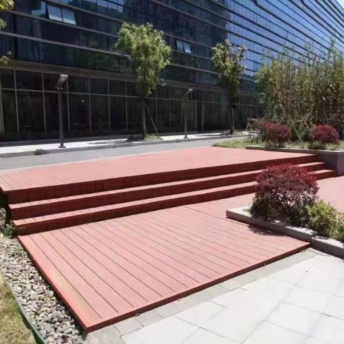 嘉兴高校园区木塑地板台阶施工案例
