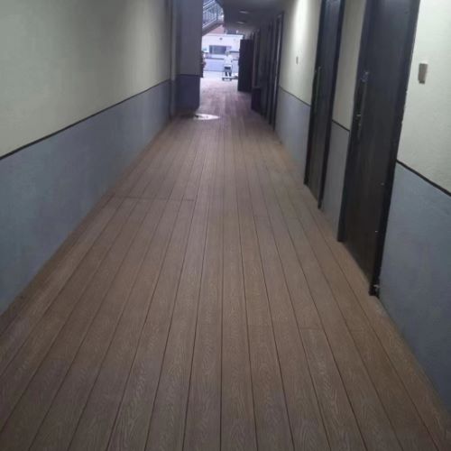 嘉兴办公楼地面塑木压花木塑地板改造施工案例